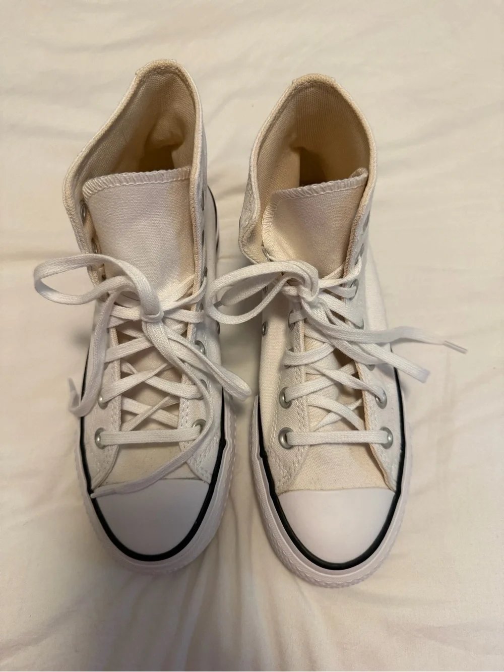 Converse Platform High Top Sneakers - White with Black Trim - Picture 7 of 9